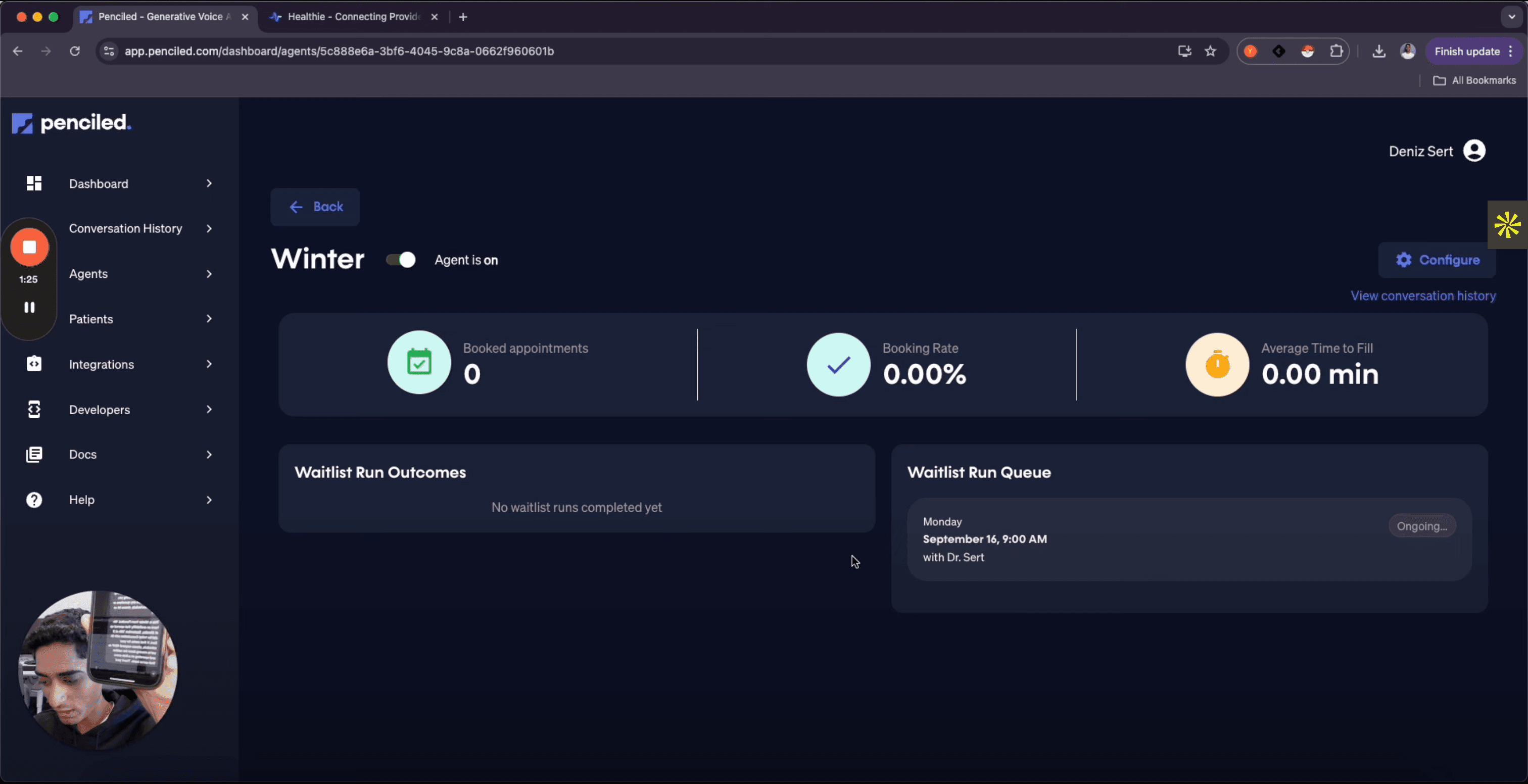 Screenshot of Penciled dashboard on waitlist list view page